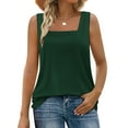 thumbnail image 1 of Jjayotai Tank Tops for Women, Summer Outfits 2025, Square Neck Casual Shirts Blouses, Sleeveless Solid Camisole Tank Top Green^ XXL, 1 of 8