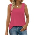 thumbnail image 1 of Jjayotai Tank Tops for Women, Summer Outfits 2025, Square Neck Casual Shirts Blouses, Sleeveless Solid Camisole Tank Top Hot Pink^ XL, 1 of 8