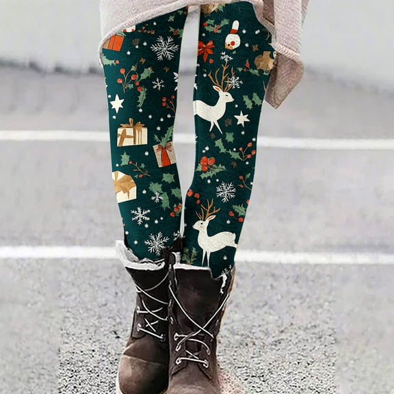 Jjayotai Ugly Christmas Leggings for Women Clearance, Women's Christmas High Waisted Plus Size Leggings, Soft Lightweight Elk Legging Yoga Tight Multicolor XL