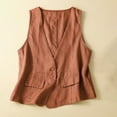 thumbnail image 1 of Jjayotai Vests for Women 2024, Casual Denim Cotton Linen Vest Waistcoat Sleeveless Vest Cardigan Ladies Summer Plus Size Loose Fit Top Orange XL, 1 of 3