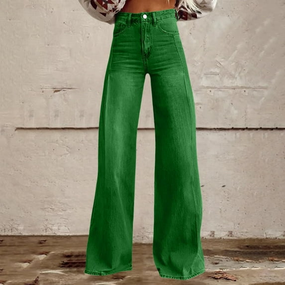 Jjayotai Wide Leg Pants Woman, Women'S Casual Straight Leg Jeans With Button Pockets PantsWomens Trousers