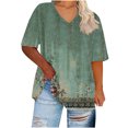 thumbnail image 1 of Jjayotai Women Graphic Print Oversized T Shirt, Short Sleeve Summer Loose Fit Tee Top, Women's Plus Size Topss Dressy Casual V Neck Tunic Blouse, 1 of 6
