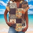 thumbnail image 1 of Jjayotai Women Hawaiian Shirt, Soft Cool Summer Hawaii Tshirts, Beach Tropic Print V Neck Button up Tops, Floral Short Sleeve Tops, Womens Polo Shirts Plus Size Brown^ XXXXXL, 1 of 5