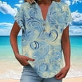 thumbnail image 1 of Jjayotai Women Hawaiian Shirt, Soft Cool Summer Hawaii Tshirts, Beach Tropic Print V Neck Button up Tops, Floral Short Sleeve Tops, Womens Polo Shirts Plus Size Light Blue^1 M, 1 of 5