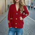 thumbnail image 1 of Jjayotai Women's Cozy Solid Cardigan with Colorful Buttons and Floral Embroidery Perfect Cardigans for WomenTrendy Red S, 1 of 4