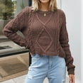 thumbnail image 1 of Jjayotai Women's Cropped Sweater, 2024 Fall Mock Neck Long Sleeve Sweaters, Soft Trendy Ribbed Knit Cute Ladies Pullover Jumper Tops Brown M, 1 of 5