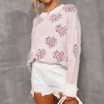 thumbnail image 1 of Jjayotai Women's Cute Aesthetic Heart Cream Sweaters, Trendy Fall Pullover, Crewneck Long Sleeve Soft Knitted Sweater Top Pink XL, 1 of 7