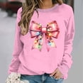 thumbnail image 1 of Jjayotai Women's Cute Bow Printed Christmas Sweatshirts, Long Sleeve Casual Crewneck Shirts, Funny Loose Fit Holiday Outfits Pink-4 XL, 1 of 6
