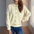 thumbnail image 1 of Jjayotai Women's Elegant Button Up Cardigan Sweaters Clearance, Casual Cropped Knitted Sweater Chunky Open Front Outerwear Khaki S, 1 of 8