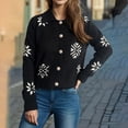 thumbnail image 1 of Jjayotai Women's Floral Print Button Down Cardigan, Turndown Collar Long Sleeve Knit Outerwear Sweaters Black S, 1 of 4