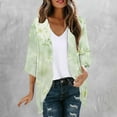 thumbnail image 1 of Jjayotai Women's Floral Print Puff Sleeve Kimono Cardigan, Loose Cover Up, Beach Cover Ups, Casual Chiffon Blouses for Women, Womens Tops Multicolor^1 M, 1 of 5
