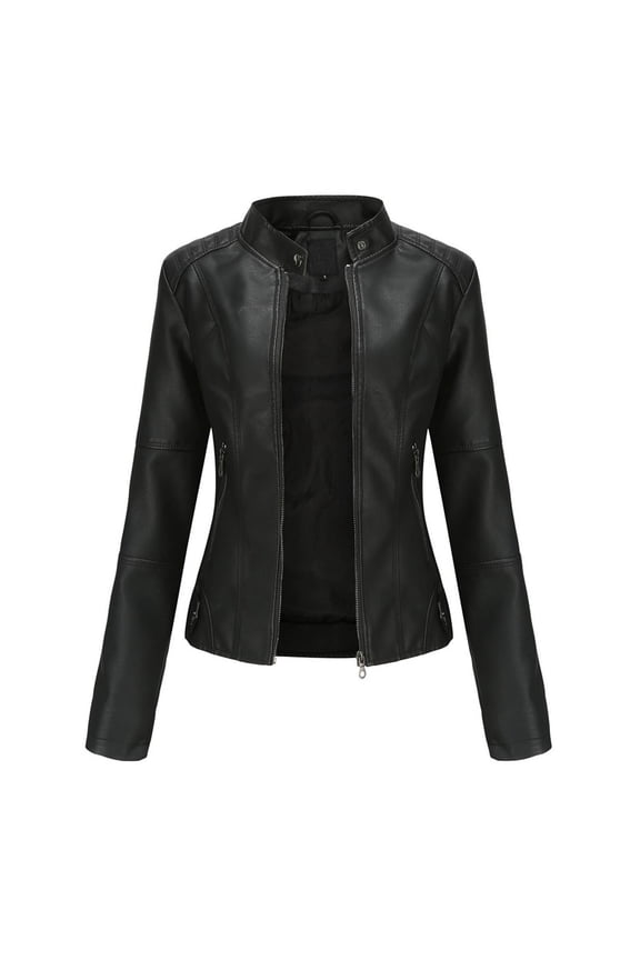 Women's Leather Jackets Clearance, Zipper Classic Lapel Biker Jacket Outerwear, Fashion PU Jacket Coat Black S