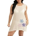 thumbnail image 1 of Jjayotai Women's Plus Size Swimsuit Cover Up, Sleeveless Scoop Neck Bathing Suit Beach Coverups, Floral Sequin Print Tops, Summer Beach Cover Ups for Women Beige^ L, 1 of 4
