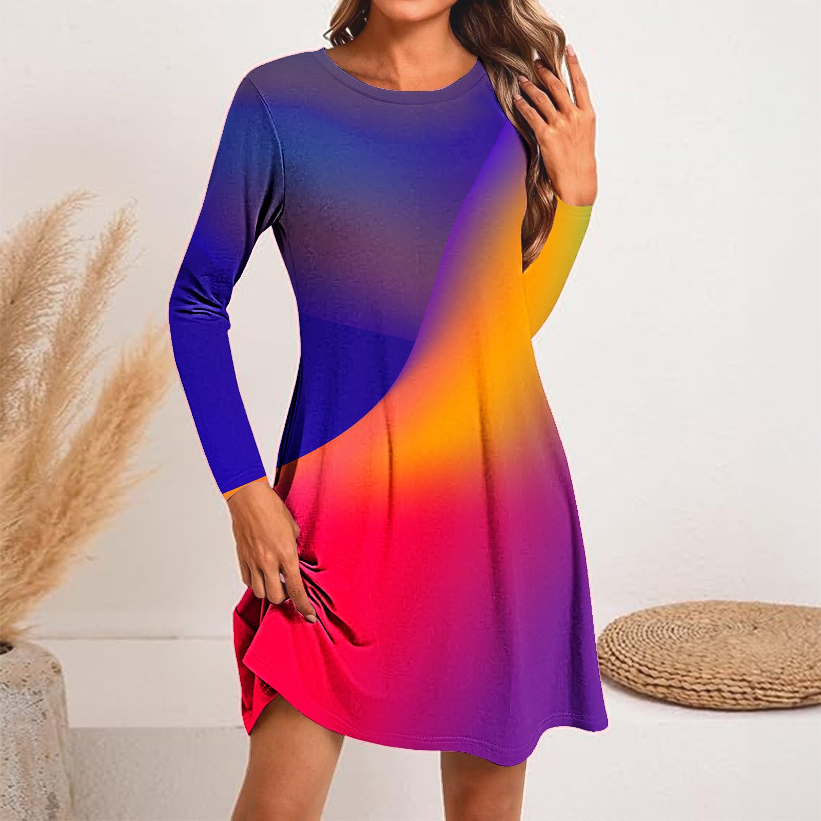 Streaky Rainbow Print Dress - 14/16 / XL/ main image 1
