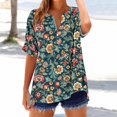 thumbnail image 1 of Jjayotai Women's Short Sleeve V-Neck T-Shirt, Casual Summer Athletic Top, T Shirts for Women, Lightweight Tops & Blouses, Button Down Shirts for Women Multicolor^21 S, 1 of 5