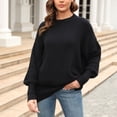 thumbnail image 1 of Jjayotai Women's Solid Knit Sweaters, 2024 Winter Crew Neck Drop Shoulder Long Sleeve Sweater, Oversized Casual Pullover Tops Black L, 1 of 4