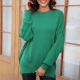 thumbnail image 1 of Jjayotai Women's Solid Knit Sweaters, 2024 Winter Crew Neck Drop Shoulder Long Sleeve Sweater, Oversized Casual Pullover Tops Green L, 1 of 5