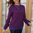 thumbnail image 1 of Jjayotai Women's Striped Sweaters, Fall Clothes, Plus Size Sweater, Ribbed Knit Sweater Pullover,Chunky Sweaters Jumper Tops Blue L, 1 of 3