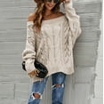 thumbnail image 1 of Jjayotai Women's Sweaters, Off Shoulder Batwing Sleeve Loose Oversized Pullover Sweater Knit Jumper Khaki M, 1 of 8