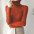 thumbnail image 1 of Jjayotai Women's Turtleneck Ribbed Solid Long Sleeve Sweater Pullover Tops Watermelon Red Free Size, 1 of 5