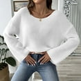 thumbnail image 1 of Jjayotai Women's V Neck Long Sleeve Knit Loose Oversized Pullover Sweater Top White M, 1 of 3