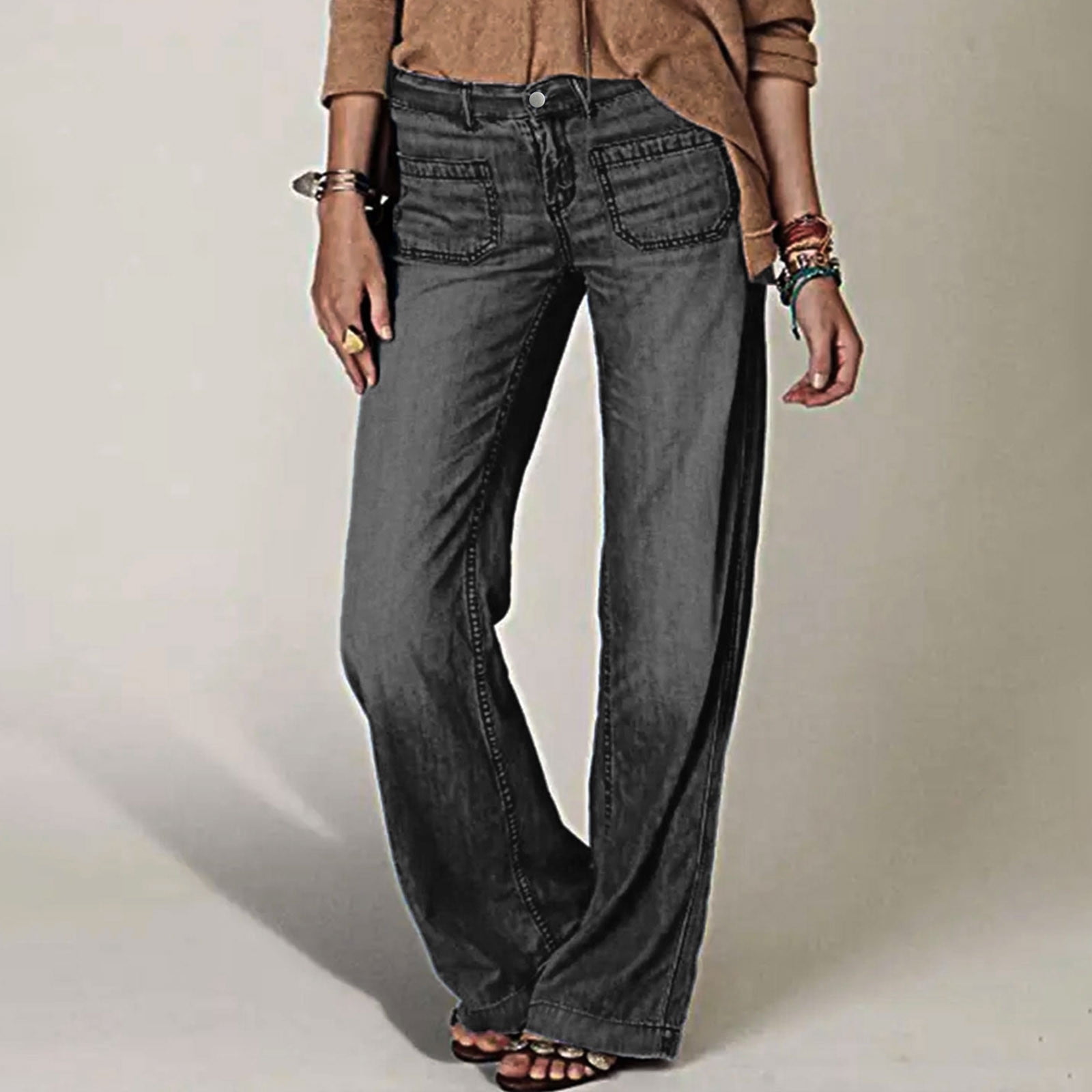 Maple washed baggy flare denim black Flare Jeans Washed Black 