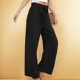 thumbnail image 1 of Jjayotai Women's Wide Leg Pants with Pockets, High Waist Adjustable Knot Loose Casual Trousers, Business Work Casual Pants Black L, 1 of 6