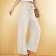 thumbnail image 1 of Jjayotai Women's Wide Leg Pants with Pockets, High Waist Adjustable Knot Loose Casual Trousers, Business Work Casual Pants White XL, 1 of 6