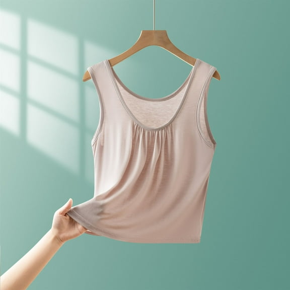 Jjayotai Women's Wide Strap Camisole, Cowl Neck Camis Pleated Front Satin Tank Top, Innerwear Silk Bottoming Shirt, Tank Tops for Women Beige^ L