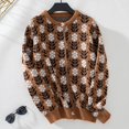 thumbnail image 1 of Jjayotai Women’s Y2K Floral Print Cardigan, Long Sleeve Crew Neck Button Up Knit Sweater Cardigans Coffee M, 1 of 3