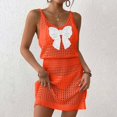 thumbnail image 1 of Jjayotai Womens Beach Cover Up Dress, Crochet Hollow Out Bathing Suit, Crew Neck Sleeveless Sundresses, Summer Swimwear, Swim Cover Up for Women Orange^ M, 1 of 5