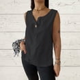 thumbnail image 1 of Jjayotai Womens Cotton Linen Vest, Casual Button Down Sleeveless V Neck Short Tops with Pockets, Tank Top for Women, Women's Summer Outfits Black^ M, 1 of 6
