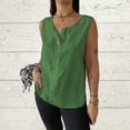 thumbnail image 1 of Jjayotai Womens Cotton Linen Vest, Casual Button Down Sleeveless V Neck Short Tops with Pockets, Tank Top for Women, Women's Summer Outfits Green^ M, 1 of 6