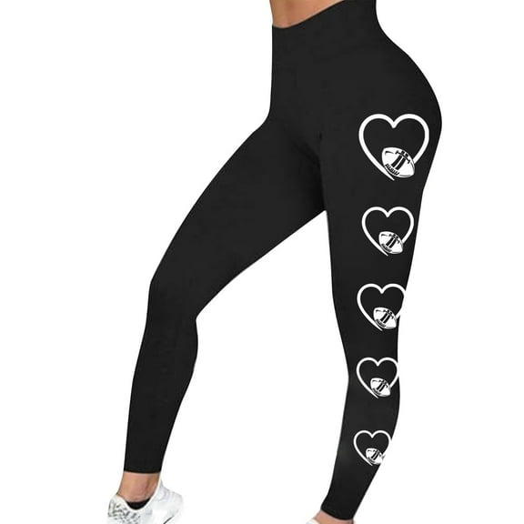 Jjayotai Womens Football Leggings, Tummy Control High Waist Yoga Pants, Workout Running Gym Leggings, Compression Yoga Pants Black L