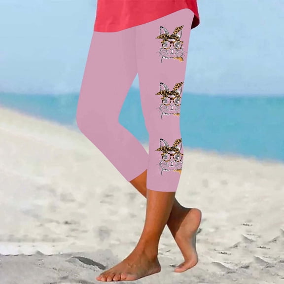 Jjayotai Womens Pants, Yoga Pants Women, Women's Easter Yoga Pants, Bunny Eggs Printed Trousers, Womens Casual Capris Pants Leggings for Women Pink^ M