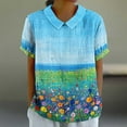 thumbnail image 1 of Jjayotai Womens Peter Pan Collar Tops, Women's Summer Lightweight T-Shirt, Cute Short Sleeve Tunic Tops, Casual Cropped Print Blouses, Summer Shirts for Women Multicolor^17 XXL, 1 of 5