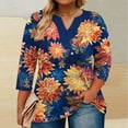 thumbnail image 1 of Jjayotai Womens Plus Size Blouses, Womens Plus Size 3/4 Sleeve Tops, Casual V Neck Tee Shirts, Basic Loose Fit Tunic Blouse, Flower Tshirt Orange^1XL, 1 of 5