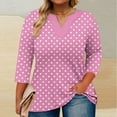 thumbnail image 1 of Jjayotai Womens Plus Size Tops, Casual 3/4 Sleeve V Neck T Shirt, Loose Fit Tunic Blouse, Bohemian Clothes for Women Pink^XXXL, 1 of 5