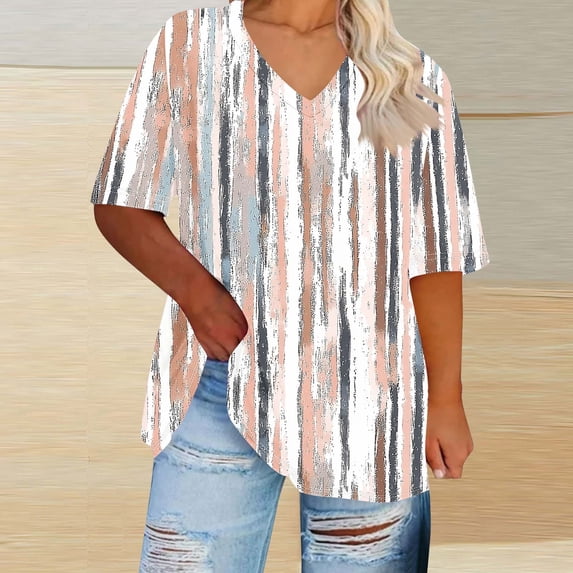 Jjayotai Womens Plus Size Tunic Tops, Casual Floral Printed Shirts, Oversized Tshirts for Women, Half Sleeve Loose Fit T Shirt Cotton Blouses 2025 White^1 XXXXL