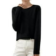thumbnail image 1 of Jjayotai Womens Pullover Sweater, Fashion Long Sleeve Knitted Lightweight Thermal Tops, Soft Warm Crochet Work Sweater Clothes Black XXXL, 1 of 6
