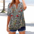 thumbnail image 1 of Jjayotai Womens Short Sleeve Summer Tops, Casual V Neck Button Down Shirts, Loose Fitted Boho Graphic Tees Fashion, Blouses for Women Dressy Casual Multicolor^1 L, 1 of 5