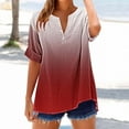 thumbnail image 1 of Jjayotai Womens Short Sleeve T-Shirts, V Neck Buttons Tops, Basic Tee, Solid Color Gradient Blouse, Loose Fit Pullover Summer Shirts 2025, Blouses for Women Casual Multicolor^12 XXL, 1 of 5