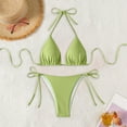 thumbnail image 1 of Jjayotai Womens String Two Piece Halter Top Triangle Bikini Set with Tie Side Bottom, Sexy Swimsuit Bathing Suits Green XL, 1 of 3
