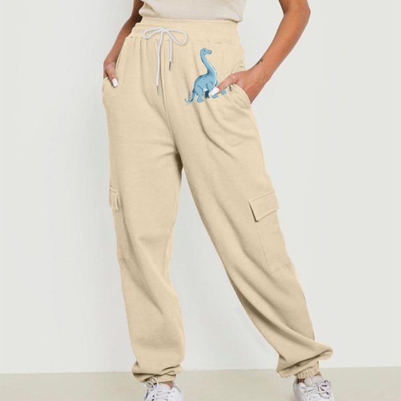 Jjayotai Womens Sweatpants, Cargo Style Casual Fashion Workout Running Pants, Basic Drawstring Elastic Waist Fall Joggers Beige XL