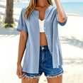 thumbnail image 1 of Jjayotai Womens Swimsuit Coverup Shirt, Womens Cotton Tops, Button Down Bathing Suit Cover Up Beachwear, Short Sleeve Cardigans for Women Light Blue^ XL, 1 of 7