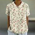 thumbnail image 1 of Jjayotai Womens Tops Dressy Casual, Short Sleeve Shirts, Summer Loose T Shirts, Trendy Floral Printed Tunic Blouses, Peter Pan Collar Blouse Multicolor^1 XXXXL, 1 of 5