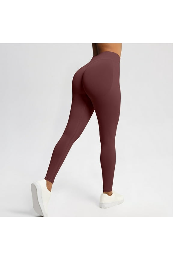 Yoga Pants Women, Women's Peach Seamless Solid Color Waist Hip Lift High Waist Yoga Wear Sports Running Fitness Yoga Pants, Leggings for Women