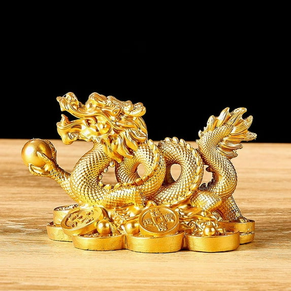 Jkapagzy Feng Shui Dragon Statue 2024 Chinese Dragon Figurines New Year Dragon Sculpture 2024 Year of The Dragon Figurine Ornament Attract Wealth and Good Luck for Office Home