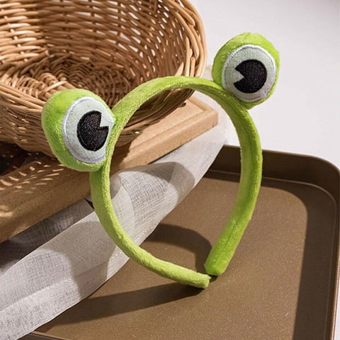 Jkapagzy Frog Hair Band Head Wrap Makeup Headband, Frog Eye Elastic Headband Cute Frog Headband For Face Washing Frog Head Wrap Green Funny Hair Band Elastic Turban Headbands Hair Hoop