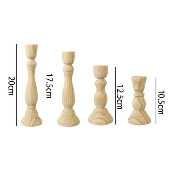 Jkapagzy Wood Candlestick Holders, Unpainted Wood Classic Craft Candles Stick Holder Set Wedding Decorations